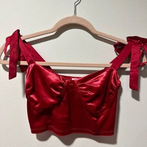 GARAGE Velvet Red Crop Top (Small)